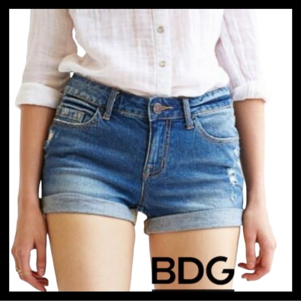 BDG urban outfitters Alexa 5 pocket shortie rolled cuff jean shorts size 26w